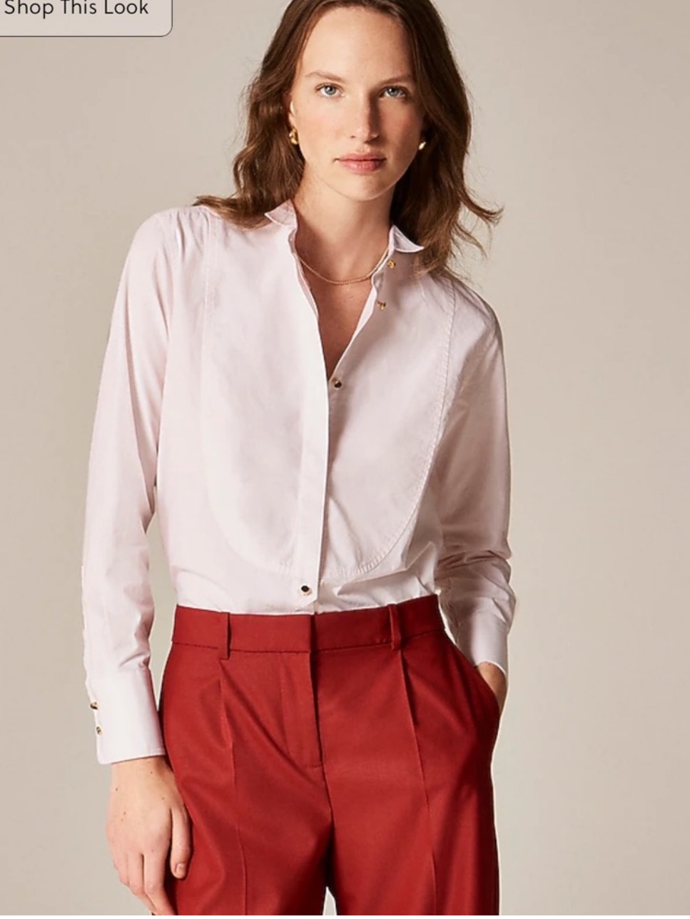 J.Crew Jules Tuxedo Shirt In Cotton Poplin Washed Out Pink